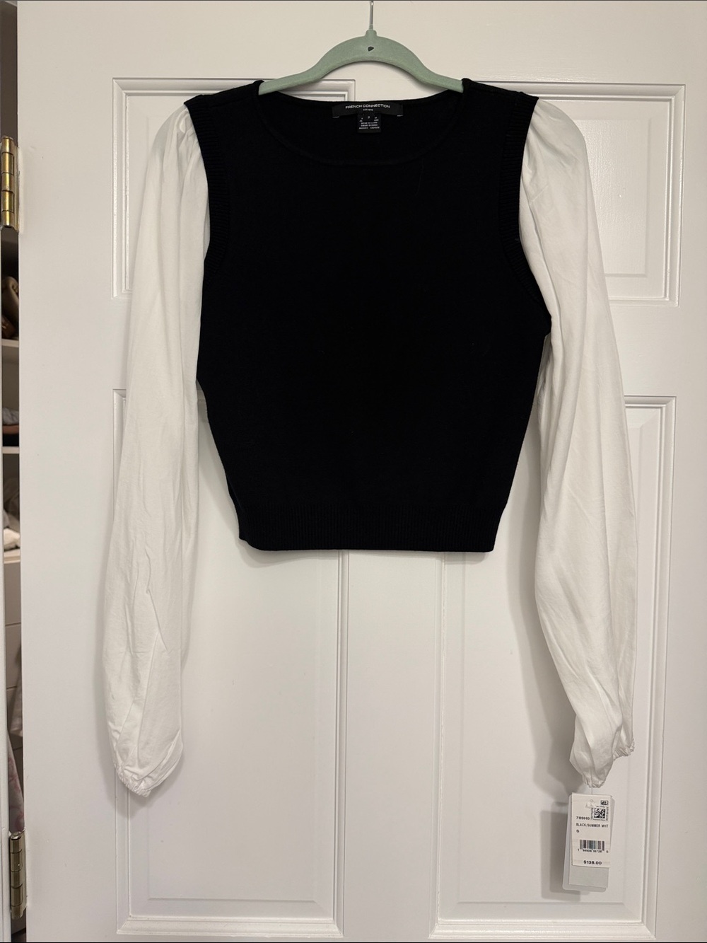 French Connection Maxime Layered Look Sweater Vest Top in Black